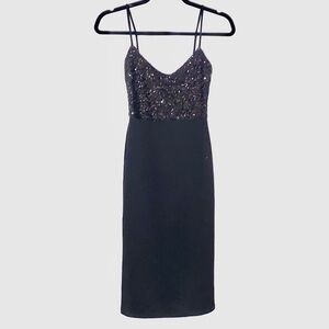 Asos sequin strappy midi dress in  black